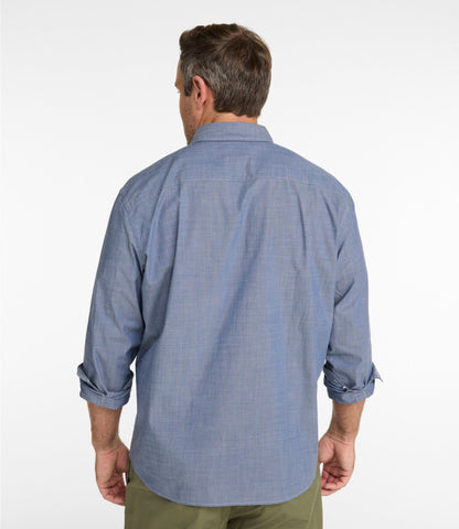 Men's Comfort Stretch Performance® Chambray Shirt, Long-Sleeve, Slightly Fitted Untucked Fit