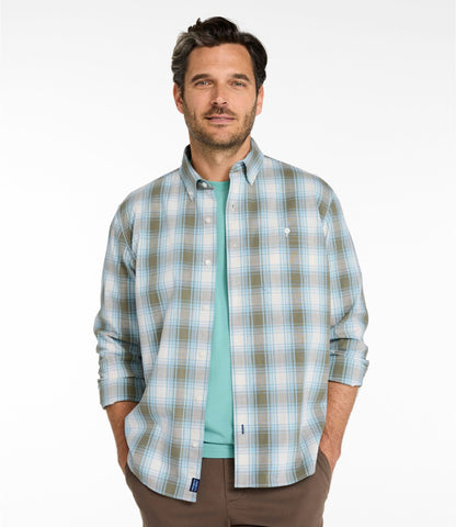 Men's Comfort Stretch® Chambray Shirt, Traditional Untucked Fit, Long-Sleeve, Print