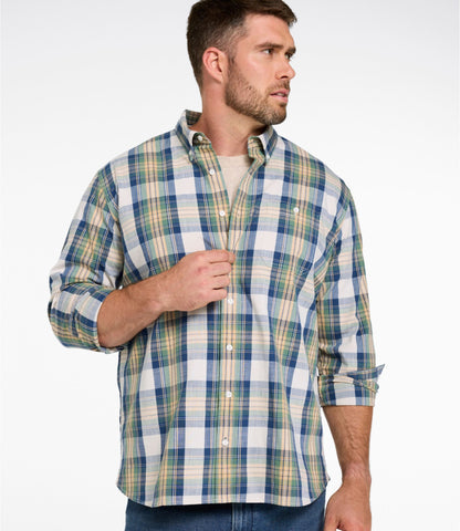 Men's Comfort Stretch® Chambray Shirt, Traditional Untucked Fit, Long-Sleeve, Print