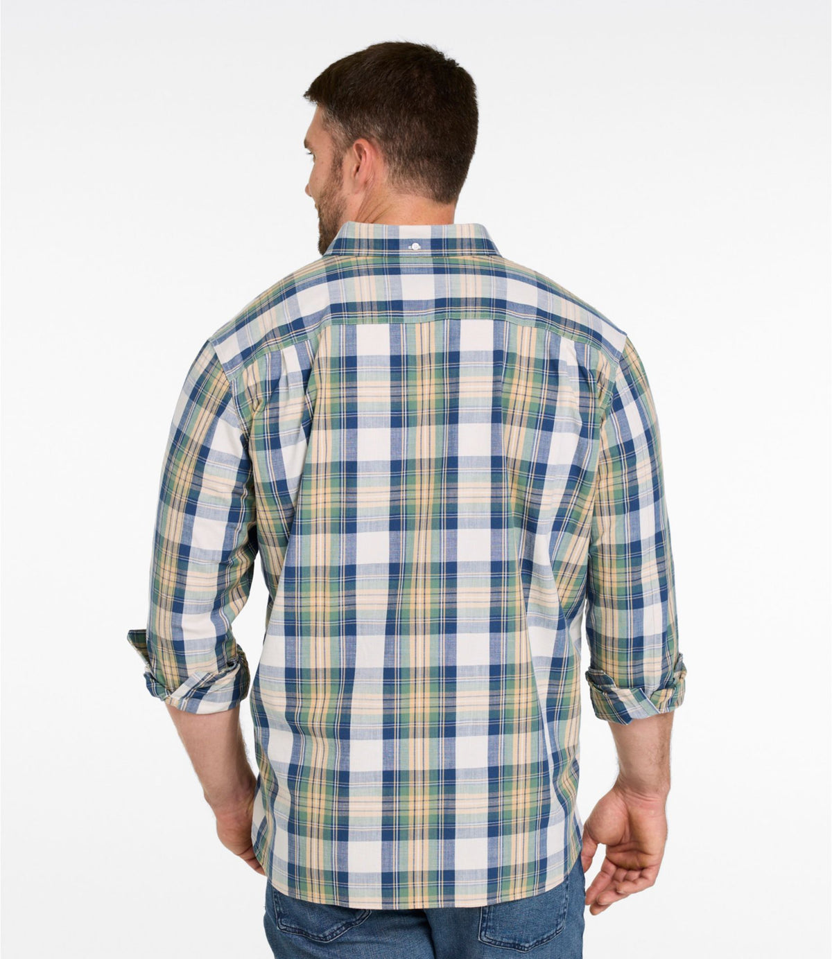Men's Comfort Stretch® Chambray Shirt, Traditional Untucked Fit, Long-Sleeve, Print