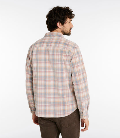 Men's Sunwashed Corduroy Shirt, Slightly Fitted Untucked Fit, Plaid