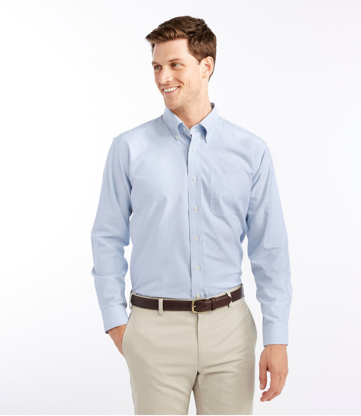 Men's Wrinkle-Free Classic Oxford Cloth Shirt, Traditional Fit University Stripe