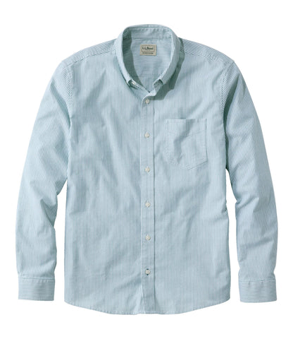Men's Comfort Stretch Oxford Shirt, Slightly Fitted Untucked Fit, Stripe