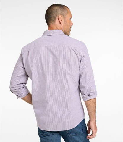 Men's Comfort Stretch Oxford Shirt, Slightly Fitted Untucked Fit, Stripe