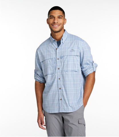 Men's Tropicwear Shirt, Plaid Long-Sleeve