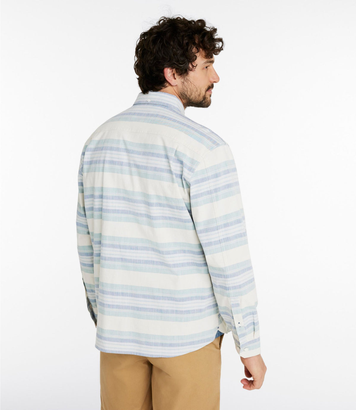 Men's Comfort Stretch Chambray Shirt, Traditional Untucked Fit, Long-Sleeve, Stripe