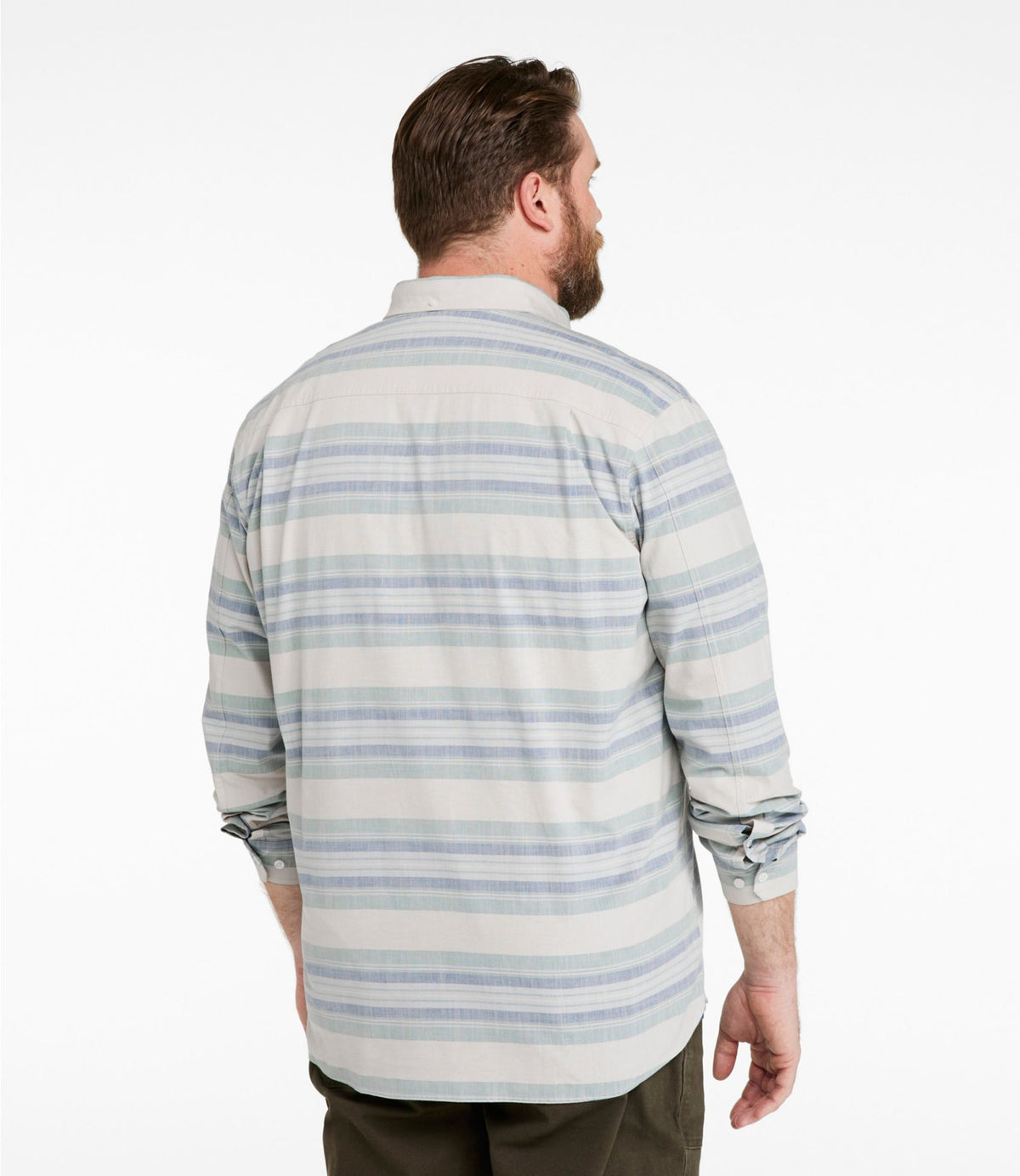 Men's Comfort Stretch Chambray Shirt, Traditional Untucked Fit, Long-Sleeve, Stripe