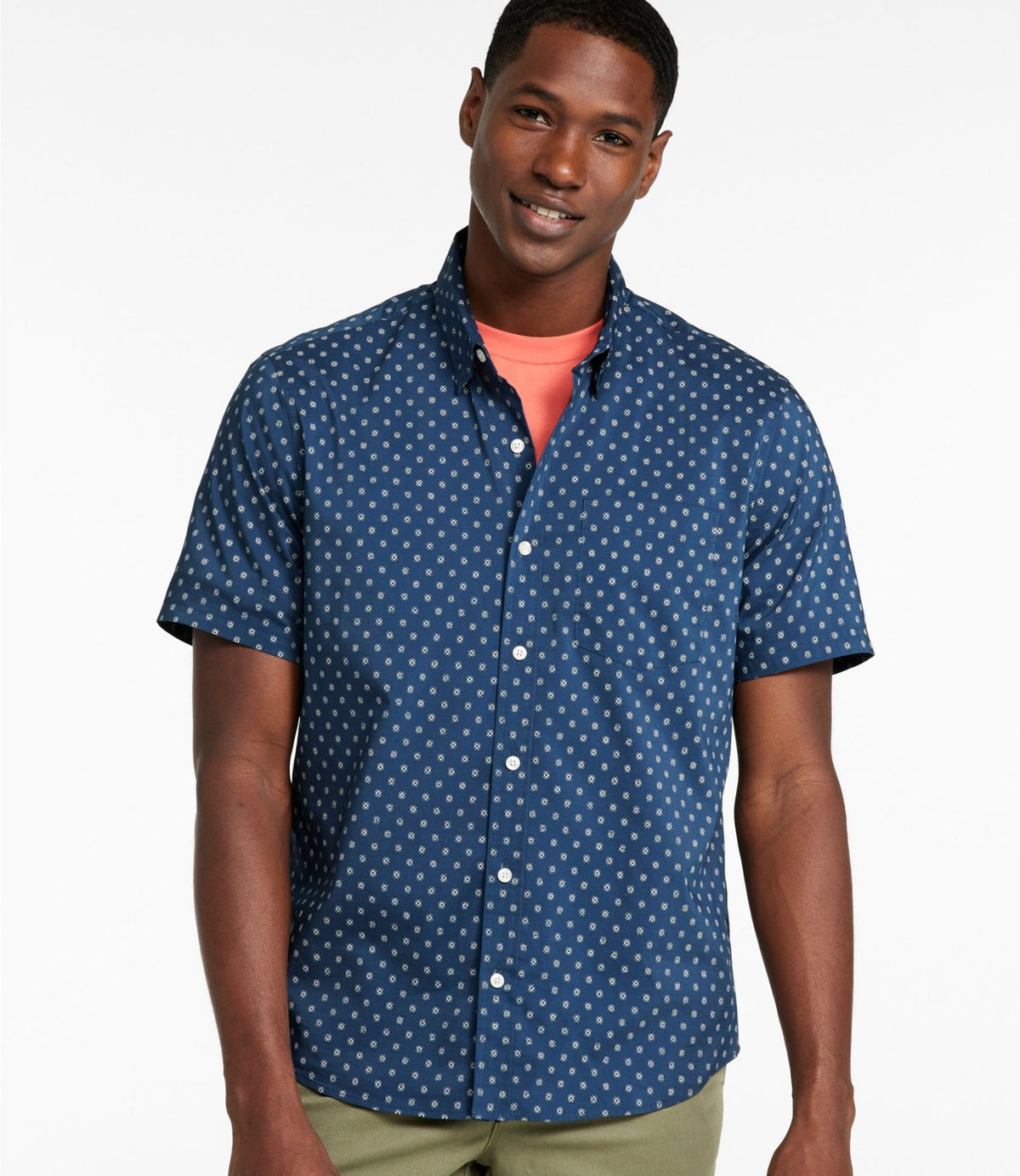 Men's Comfort Stretch Performance® Shirt, Short-Sleeve, Slightly Fitted Untucked Fit, Print