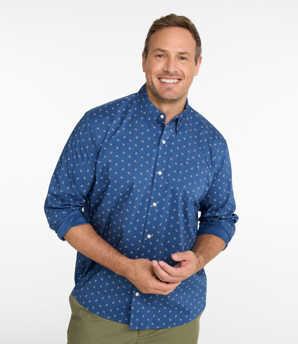 Men's Comfort Stretch Performance® Shirt, Long-Sleeve, Slightly Fitted Untucked Fit, Print