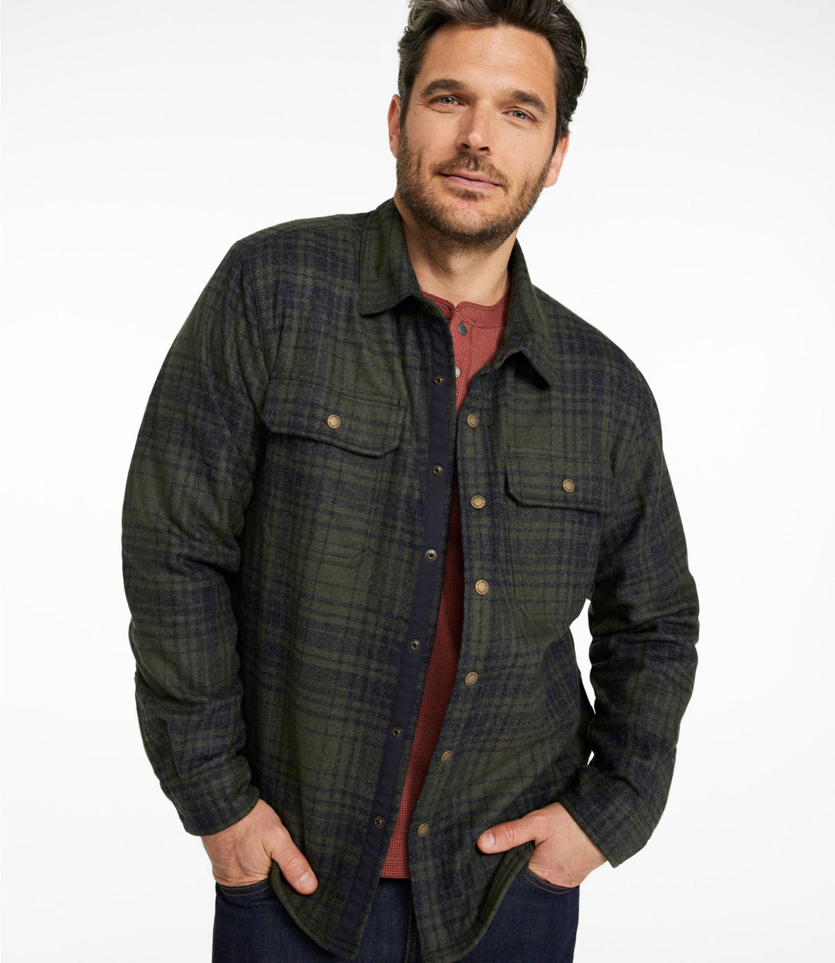 Men's Maine Guide Lightweight Lined Wool Field Shirt, Plaid