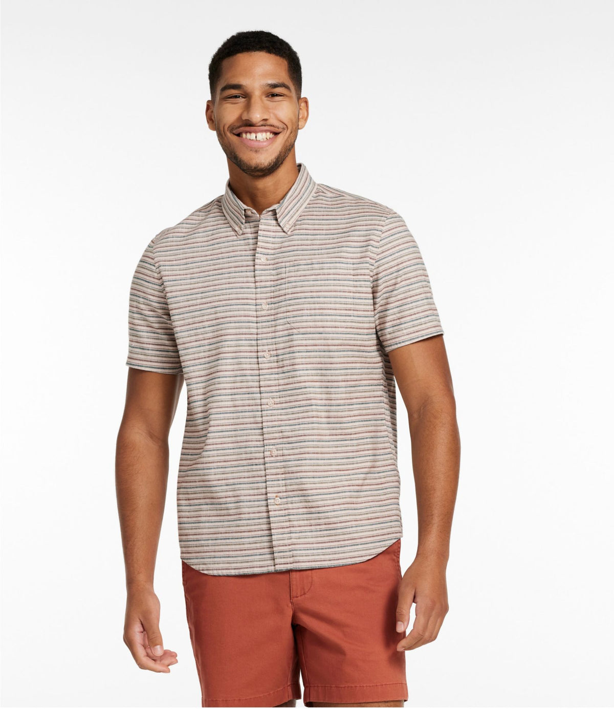 Men's Stonecoast Hemp Shirt, Short-Sleeve, Slightly Fitted Untucked Fit, Stripe