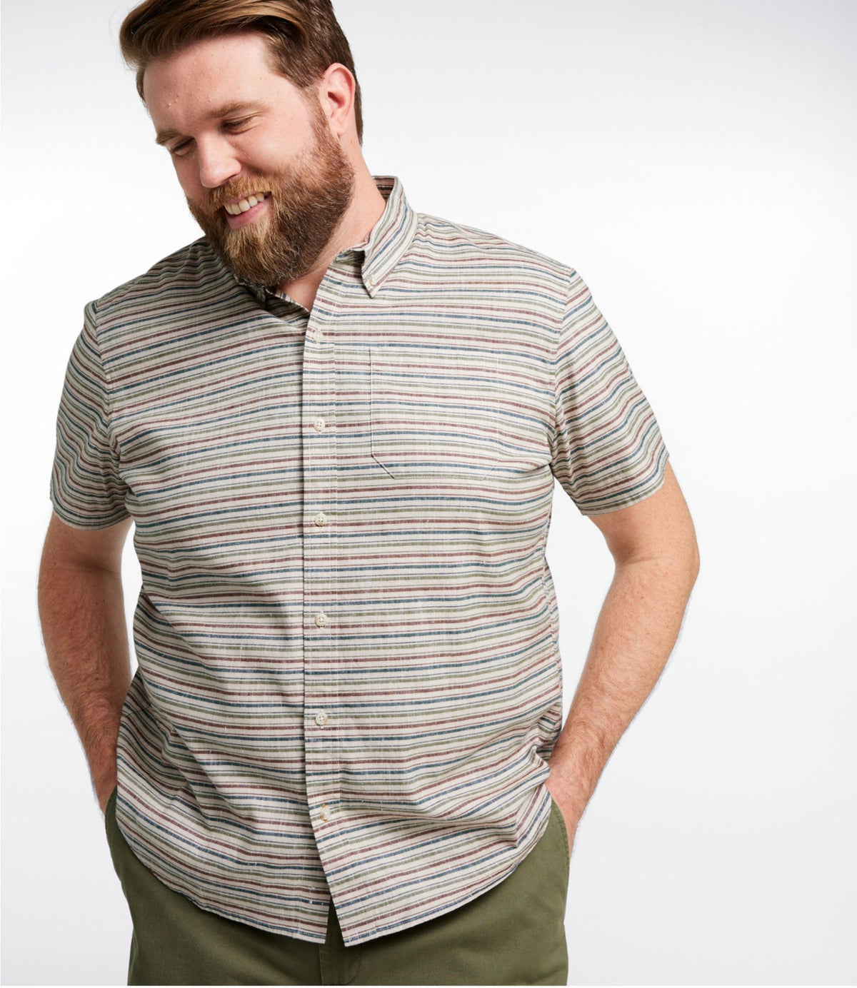 Men's Stonecoast Hemp Shirt, Short-Sleeve, Slightly Fitted Untucked Fit, Stripe