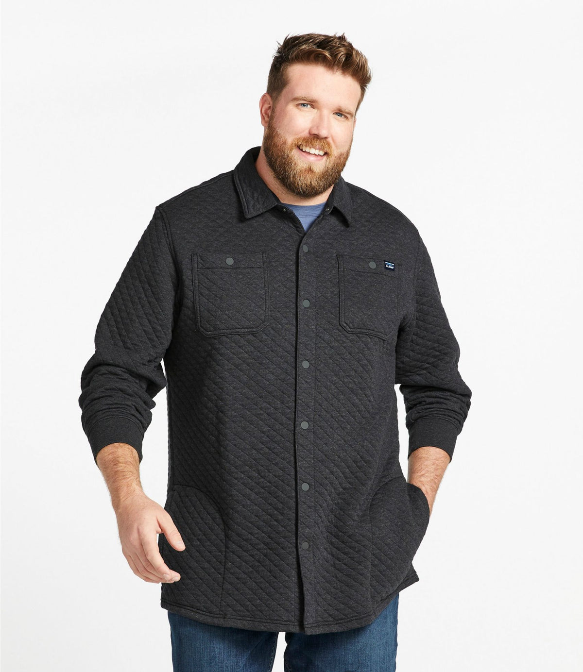 Men's Quilted Sweatshirts, Snap Overshirt