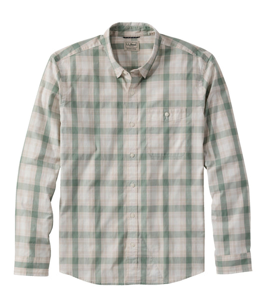 Men's Comfort Stretch Performance® Chambray Shirt, Long-Sleeve, Slightly Fitted Untucked Fit, Plaid