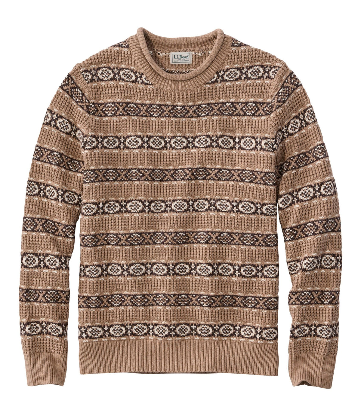Men's L.L.Bean Organic Cotton Waffle Sweater, Crewneck, Fair Isle