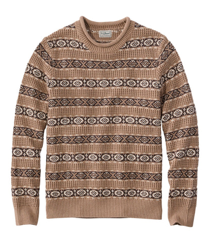 Men's L.L.Bean Organic Cotton Waffle Sweater, Crewneck, Fair Isle