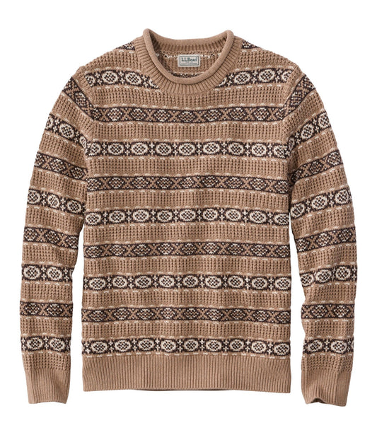 Men's L.L.Bean Organic Cotton Waffle Sweater, Crewneck, Fair Isle