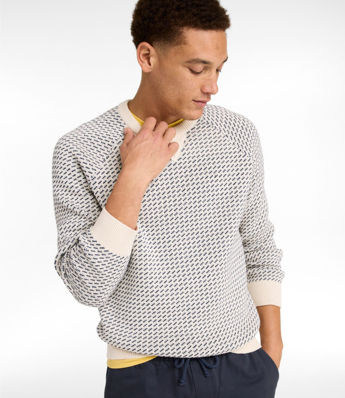 Men's Wicked Soft Cotton/Cashmere Sweater, Crewneck, Pattern