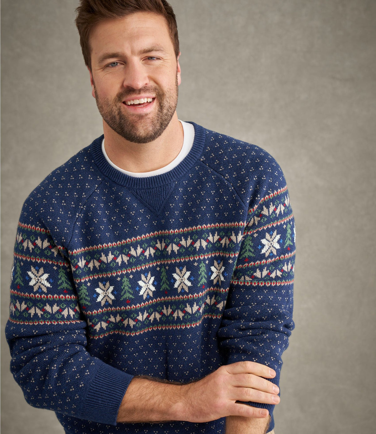 Men's Wicked Soft Cotton/Cashmere Sweater, Crewneck, Pattern