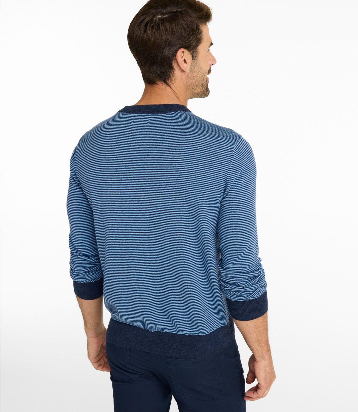 Men's All Seasons Cotton Blend Sweater, Crewneck, Stripe