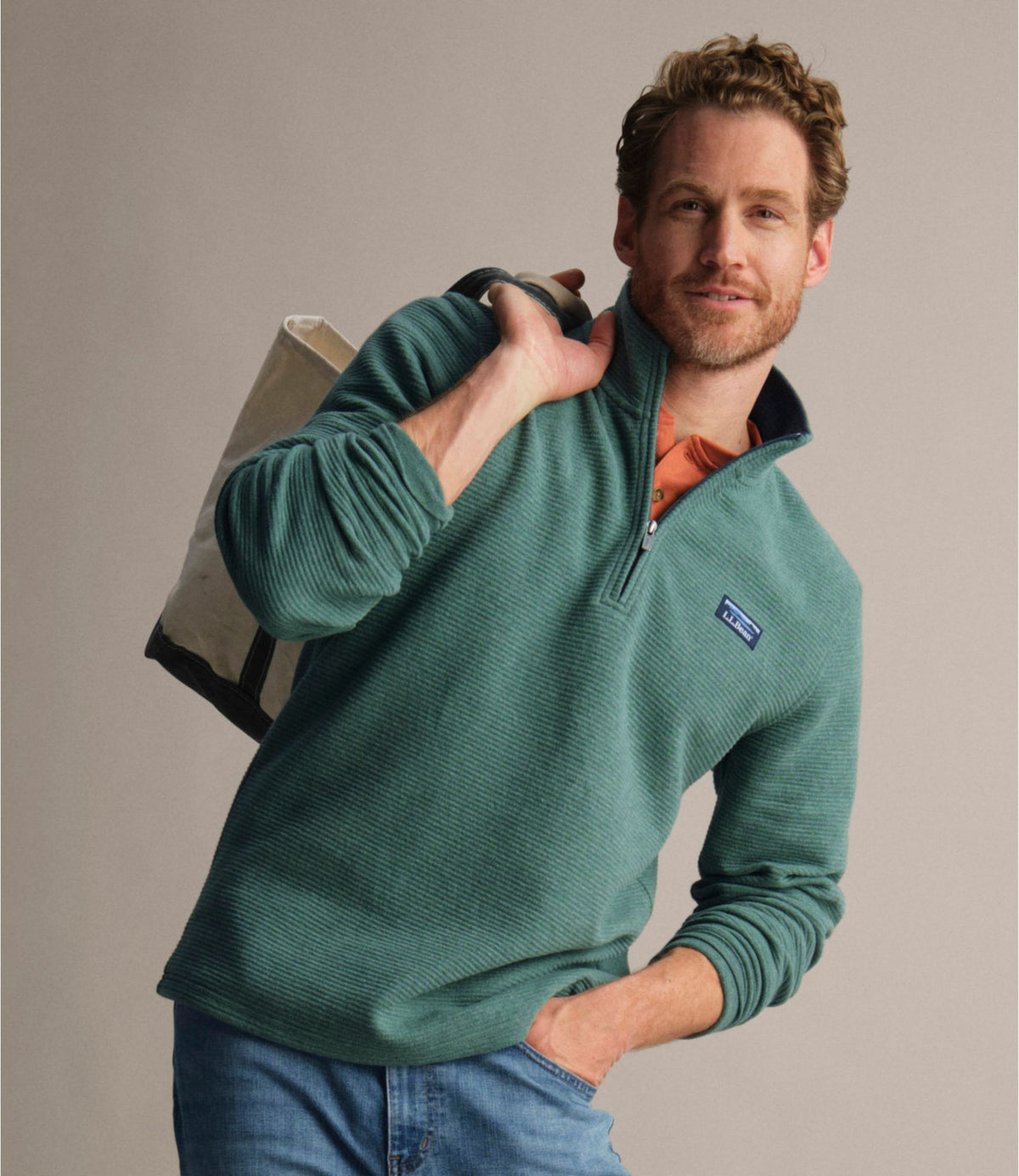 Men's Lakewashed Double-Knit Quarter-Zip Pullover