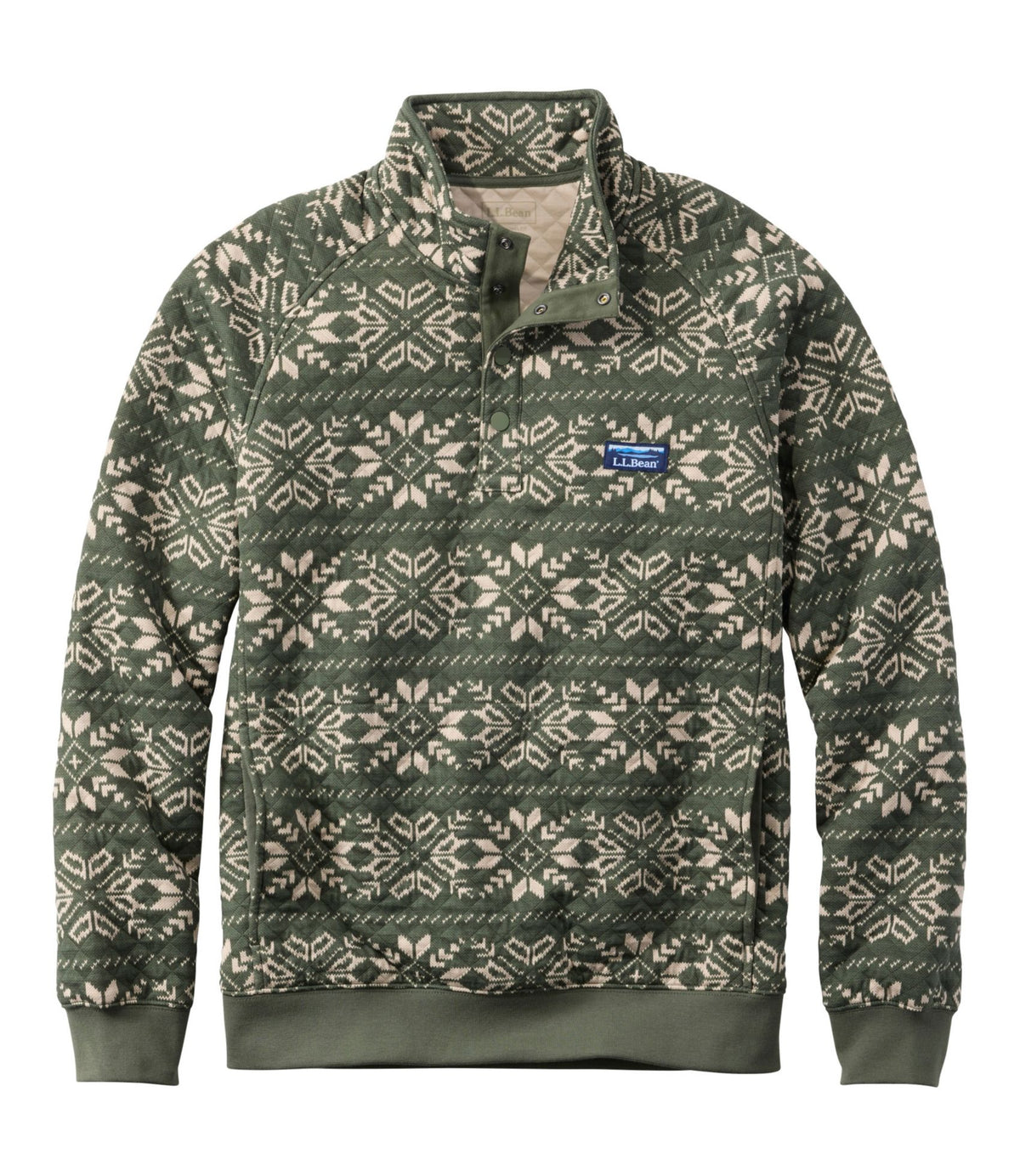 Men's Bean's Quilted Sweatshirt, Mockneck, Print