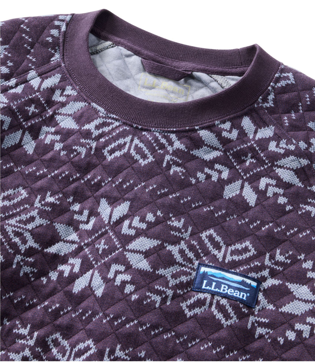 Men's Bean's Quilted Sweatshirt, Crewneck, Print