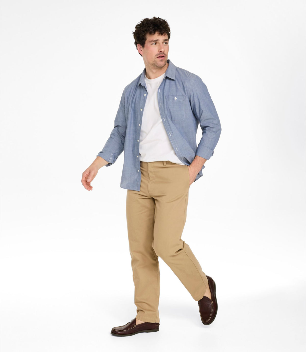 Men's Double L® Chinos, Natural Fit, Plain Front, Flannel-Lined