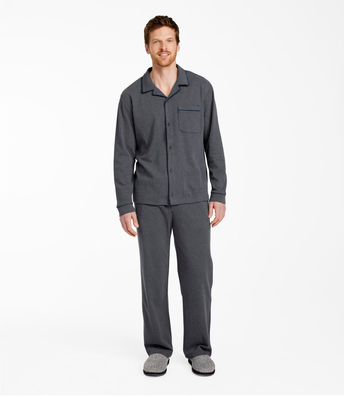 Men's Bean's Cotton Knit Pajamas, Button-Front PJ Set
