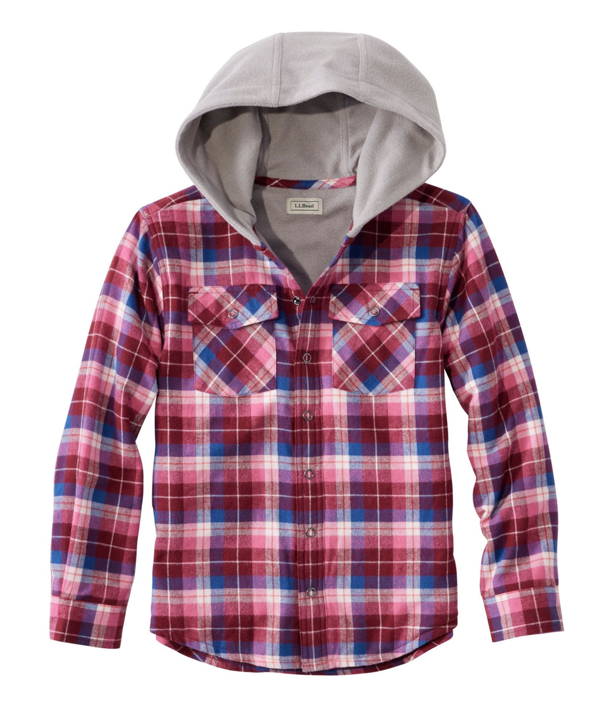 Kids' Fleece-Lined Flannel Shirt, Hooded Plaid