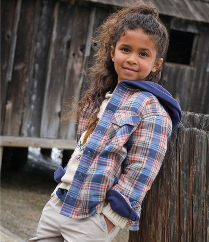 Kids' Fleece-Lined Flannel Shirt, Hooded Plaid