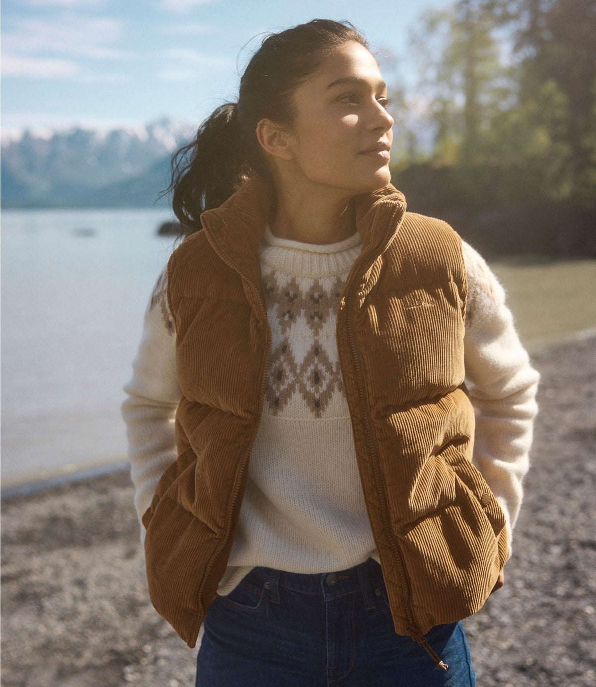 Women's Mountain Classic Down Vest, Cropped Corduroy