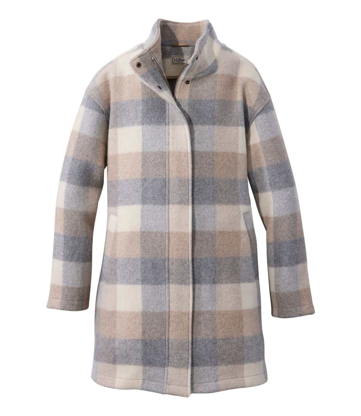 Women's Bean's Boiled Wool Coat, Plaid