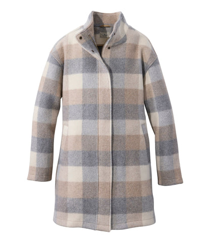 Women's Bean's Boiled Wool Coat, Plaid