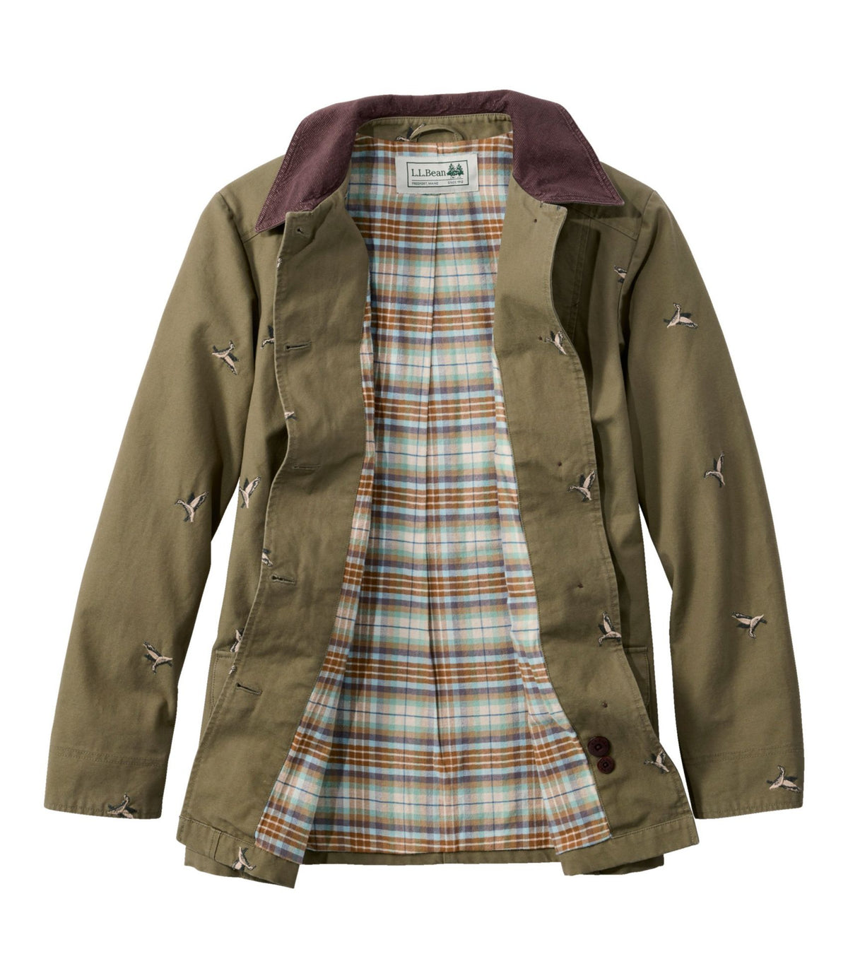 Women's Adirondack Barn Coat, Flannel-Lined Embroidery
