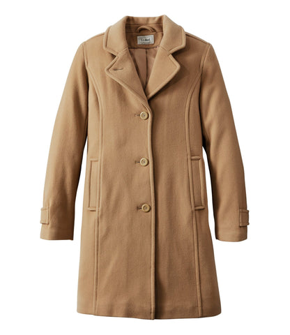 Women's Classic Lambswool Polo Coat, Three-Quarter Length