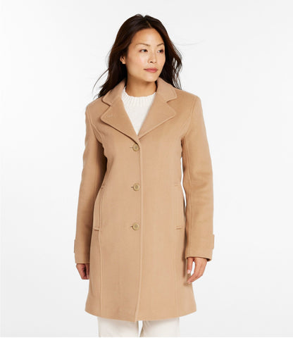 Women's Classic Lambswool Polo Coat, Three-Quarter Length