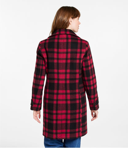 Women's Classic Lambswool Polo Coat, Three-Quarter, Pattern