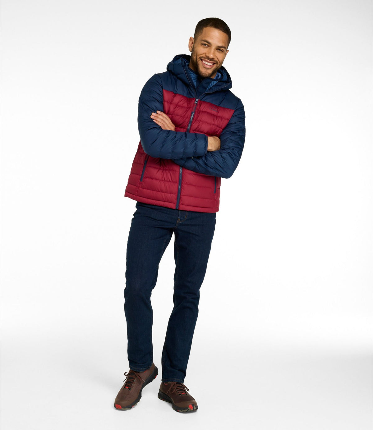 Men's Access Down Hooded Puffer, Colorblock