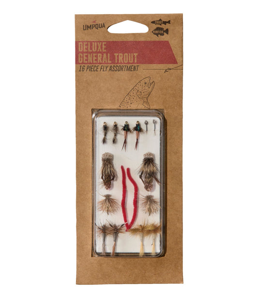 Umpqua Deluxe General Trout Fly Assortment, 16 flies