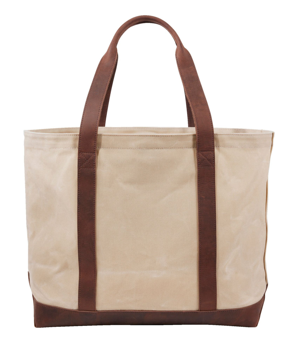 Leather-Trim Waxed Canvas Tote