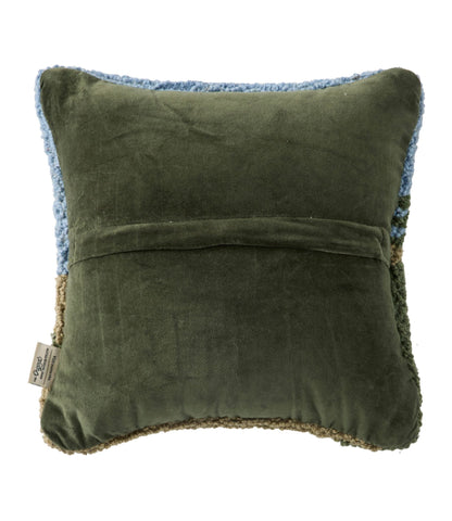 Wool Hooked Throw Pillow, Trail & Tail Black Dog, 14" x 14"