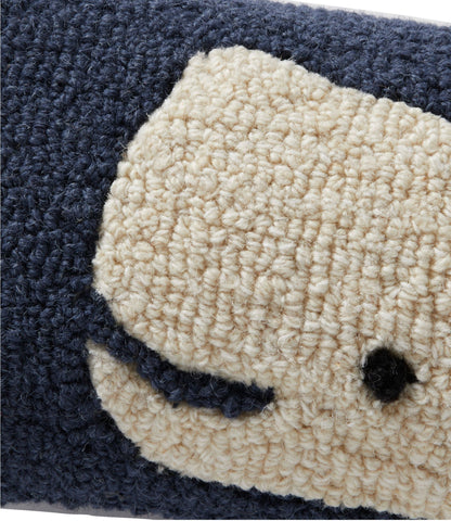 Wool Hooked Throw Pillow, Whale, 8" x 24"