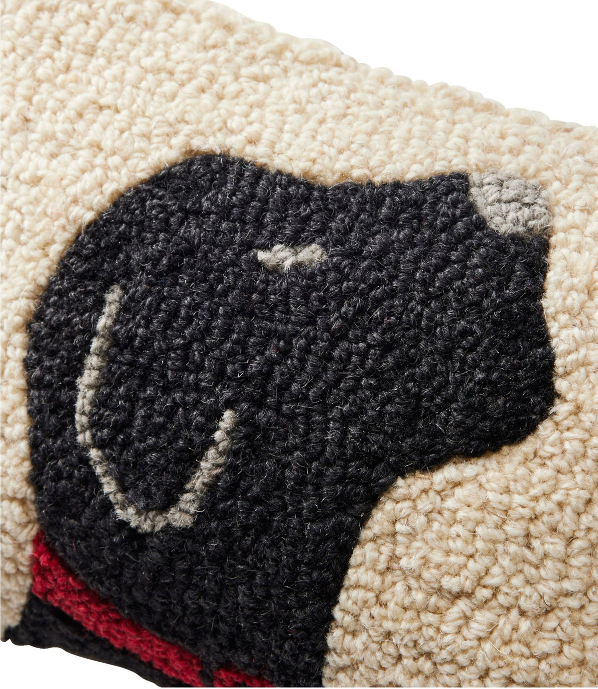Wool Hooked Throw Pillow, Black Labrador, 8" x 12"