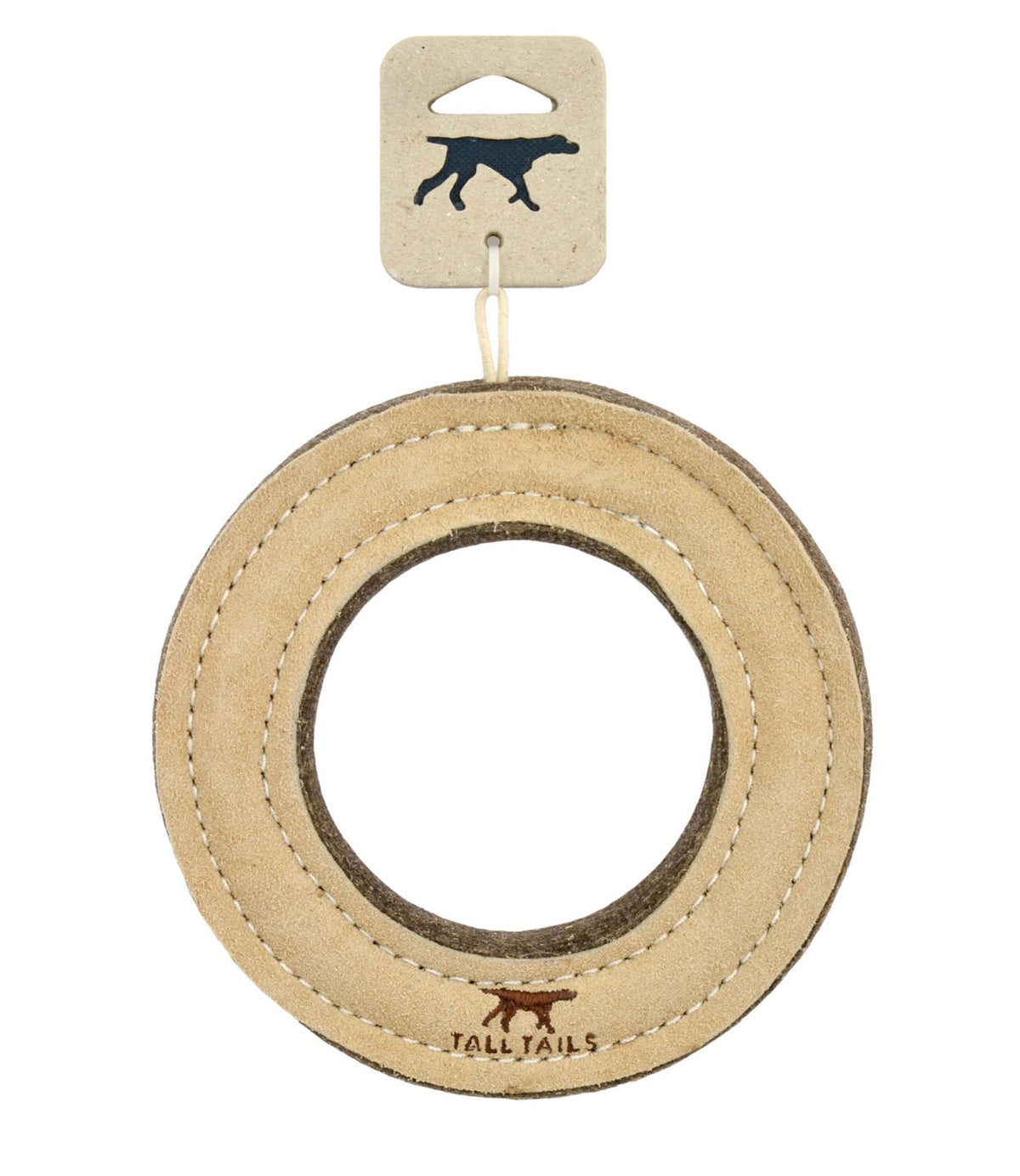 Natural Leather & Wool Ring Dog Toy
