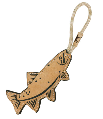 Natural Leather and Wool Fish Dog Tug Toy