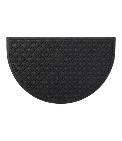 Heavyweight Recycled Waterhog Doormat, Half Round, Geometric Rings