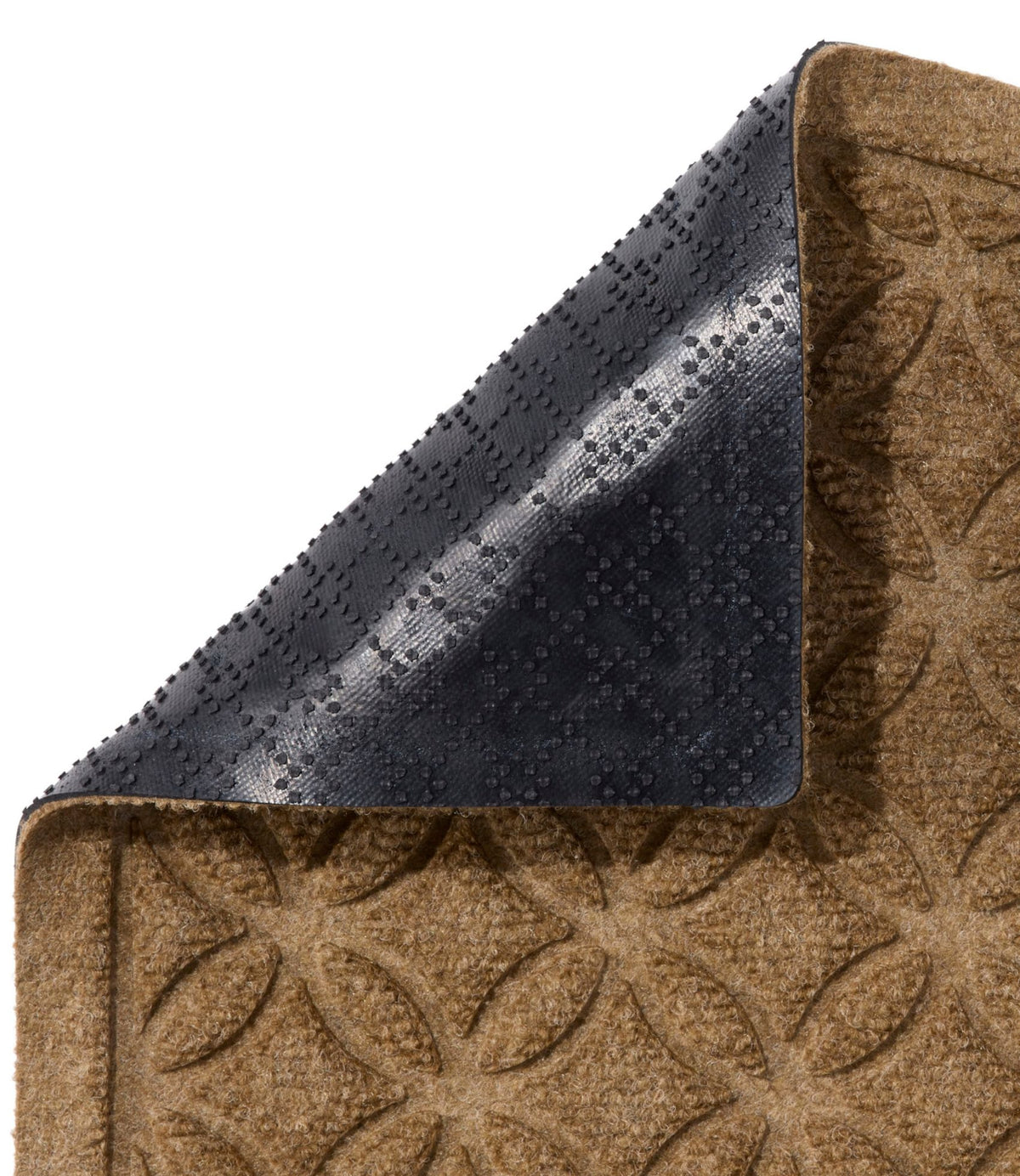 Heavyweight Recycled Waterhog Doormat, Half Round, Geometric Rings