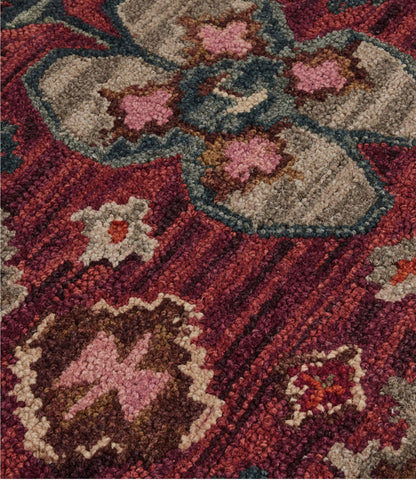 Double Border Wool Hooked Rug, Sienna Multi