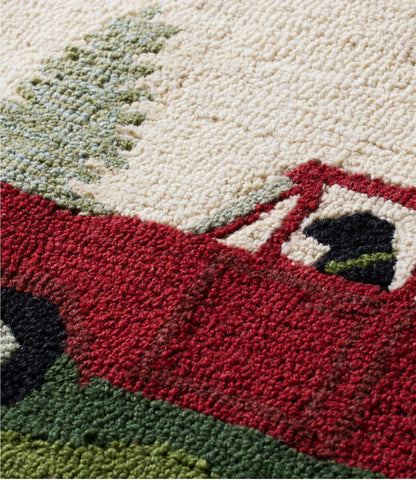 Wool Hooked Novelty Rug, Dog Caravan